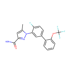 Cc1cc(C(N)=O)nn1-c1cc(-c2ccccc2OC(F)(F)F)ccc1F ZINC000058583266