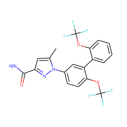 Cc1cc(C(N)=O)nn1-c1ccc(OC(F)(F)F)c(-c2ccccc2OC(F)(F)F)c1 ZINC000058582766