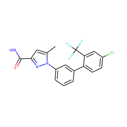 Cc1cc(C(N)=O)nn1-c1cccc(-c2ccc(Cl)cc2C(F)(F)F)c1 ZINC000058591225