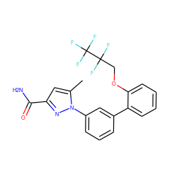 Cc1cc(C(N)=O)nn1-c1cccc(-c2ccccc2OCC(F)(F)C(F)(F)F)c1 ZINC000058583110