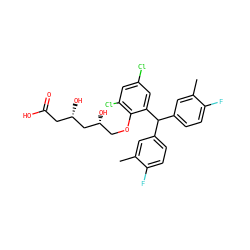 Cc1cc(C(c2ccc(F)c(C)c2)c2cc(Cl)cc(Cl)c2OC[C@@H](O)C[C@@H](O)CC(=O)O)ccc1F ZINC000026745686