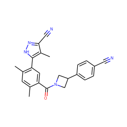 Cc1cc(C)c(-c2[nH]nc(C#N)c2C)cc1C(=O)N1CC(c2ccc(C#N)cc2)C1 ZINC000219070688