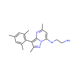 Cc1cc(C)c(-c2c(C)nn3c(NCCN)cc(C)nc23)c(C)c1 ZINC000071341846