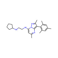 Cc1cc(C)c(-c2c(C)nn3c(NCCNC4CCCC4)cc(C)nc23)c(C)c1 ZINC000034023176