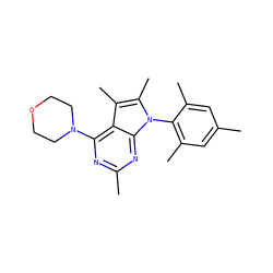 Cc1cc(C)c(-n2c(C)c(C)c3c(N4CCOCC4)nc(C)nc32)c(C)c1 ZINC000013795084