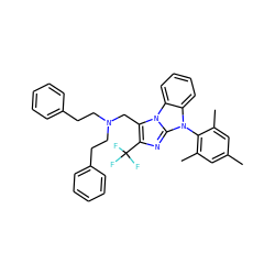 Cc1cc(C)c(-n2c3ccccc3n3c(CN(CCc4ccccc4)CCc4ccccc4)c(C(F)(F)F)nc23)c(C)c1 ZINC000028462969