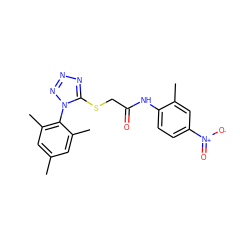 Cc1cc(C)c(-n2nnnc2SCC(=O)Nc2ccc([N+](=O)[O-])cc2C)c(C)c1 ZINC000035997404