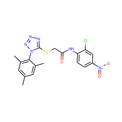 Cc1cc(C)c(-n2nnnc2SCC(=O)Nc2ccc([N+](=O)[O-])cc2Cl)c(C)c1 ZINC000036152473