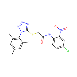 Cc1cc(C)c(-n2nnnc2SCC(=O)Nc2ccc(Cl)cc2[N+](=O)[O-])c(C)c1 ZINC000035827443