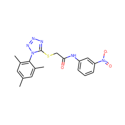 Cc1cc(C)c(-n2nnnc2SCC(=O)Nc2cccc([N+](=O)[O-])c2)c(C)c1 ZINC000035997103