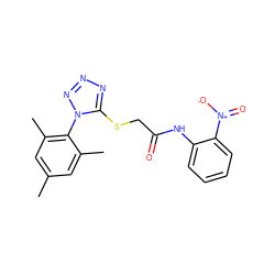 Cc1cc(C)c(-n2nnnc2SCC(=O)Nc2ccccc2[N+](=O)[O-])c(C)c1 ZINC000033817050