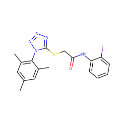 Cc1cc(C)c(-n2nnnc2SCC(=O)Nc2ccccc2I)c(C)c1 ZINC000036152470