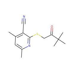 Cc1cc(C)c(C#N)c(SCC(=O)C(C)(C)C)n1 ZINC000000183847