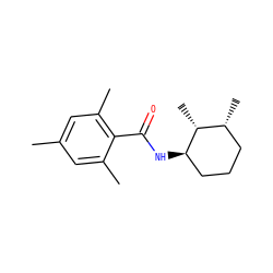 Cc1cc(C)c(C(=O)N[C@@H]2CCC[C@@H](C)[C@H]2C)c(C)c1 ZINC000147074376