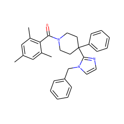 Cc1cc(C)c(C(=O)N2CCC(c3ccccc3)(c3nccn3Cc3ccccc3)CC2)c(C)c1 ZINC000028822925
