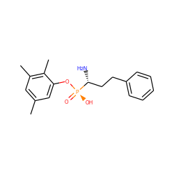 Cc1cc(C)c(C)c(O[P@](=O)(O)[C@H](N)CCc2ccccc2)c1 ZINC000049071546