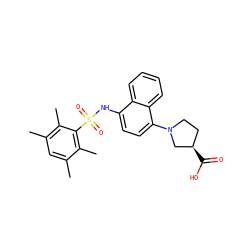 Cc1cc(C)c(C)c(S(=O)(=O)Nc2ccc(N3CC[C@@H](C(=O)O)C3)c3ccccc23)c1C ZINC000653822615