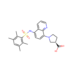 Cc1cc(C)c(C)c(S(=O)(=O)Nc2ccc(N3CC[C@@H](C(=O)O)C3)c3ncccc23)c1C ZINC000653822818