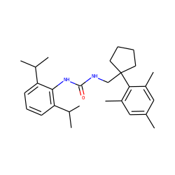 Cc1cc(C)c(C2(CNC(=O)Nc3c(C(C)C)cccc3C(C)C)CCCC2)c(C)c1 ZINC000013736859
