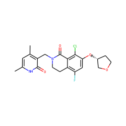 Cc1cc(C)c(CN2CCc3c(F)cc(O[C@@H]4CCOC4)c(Cl)c3C2=O)c(=O)[nH]1 ZINC000219294402