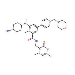 Cc1cc(C)c(CNC(=O)c2cc(-c3ccc(CN4CCOCC4)cc3)cc(N(C)[C@H]3CC[C@@H](N)CC3)c2C)c(=O)[nH]1 ZINC000473243997