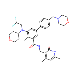 Cc1cc(C)c(CNC(=O)c2cc(-c3ccc(CN4CCOCC4)cc3)cc(N(CC(F)F)C3CCOCC3)c2C)c(=O)[nH]1 ZINC000205825369