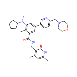 Cc1cc(C)c(CNC(=O)c2cc(-c3ccc(CN4CCOCC4)nc3)cc(N(C)C3CCCC3)c2C)c(=O)[nH]1 ZINC000205708518