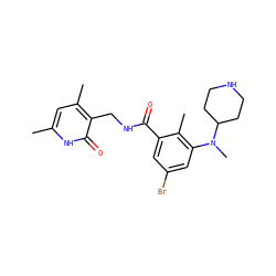 Cc1cc(C)c(CNC(=O)c2cc(Br)cc(N(C)C3CCNCC3)c2C)c(=O)[nH]1 ZINC000203553187
