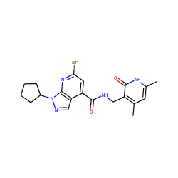 Cc1cc(C)c(CNC(=O)c2cc(Br)nc3c2cnn3C2CCCC2)c(=O)[nH]1 ZINC000216237145