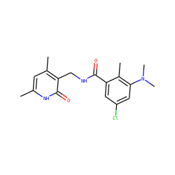 Cc1cc(C)c(CNC(=O)c2cc(Cl)cc(N(C)C)c2C)c(=O)[nH]1 ZINC000203554195