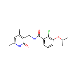 Cc1cc(C)c(CNC(=O)c2cccc(OC(C)C)c2Cl)c(=O)[nH]1 ZINC001772577669
