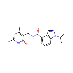 Cc1cc(C)c(CNC(=O)c2cccc3c2cnn3C(C)C)c(=O)[nH]1 ZINC000142990739