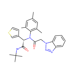 Cc1cc(C)c(N(C(=O)Cn2nnc3ccccc32)[C@H](C(=O)NC(C)(C)C)c2ccsc2)c(C)c1 ZINC000008670174