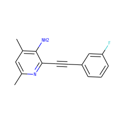 Cc1cc(C)c(N)c(C#Cc2cccc(F)c2)n1 ZINC000003821213