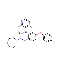 Cc1cc(C)c(NC(=O)N(Cc2ccc(Oc3ccc(F)cc3)cc2)C2CCCCCC2)c(C)n1 ZINC000001546385
