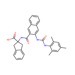 Cc1cc(C)c(NC(=O)Nc2cc3ccccc3cc2C(=O)NC2(C(=O)O)Cc3ccccc3C2)c(C)c1 ZINC000040936802