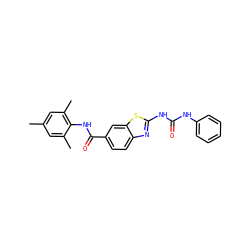 Cc1cc(C)c(NC(=O)c2ccc3nc(NC(=O)Nc4ccccc4)sc3c2)c(C)c1 ZINC000013534011