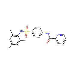 Cc1cc(C)c(NS(=O)(=O)c2ccc(NC(=O)c3ccccn3)cc2)c(C)c1 ZINC000058590548