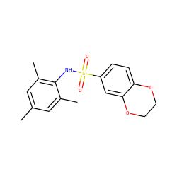 Cc1cc(C)c(NS(=O)(=O)c2ccc3c(c2)OCCO3)c(C)c1 ZINC000000479650