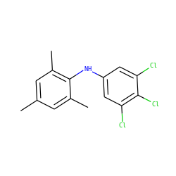 Cc1cc(C)c(Nc2cc(Cl)c(Cl)c(Cl)c2)c(C)c1 ZINC000653831298