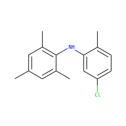 Cc1cc(C)c(Nc2cc(Cl)ccc2C)c(C)c1 ZINC000653829401
