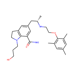 Cc1cc(C)c(OCCN[C@@H](C)Cc2cc3c(c(C(N)=O)c2)N(CCCO)CC3)c(C)c1 ZINC000653833217