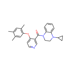 Cc1cc(C)c(Oc2ccncc2C(=O)N2CCN(C3CC3)c3ccccc32)cc1C ZINC000095576949