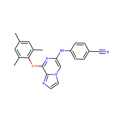 Cc1cc(C)c(Oc2nc(Nc3ccc(C#N)cc3)cn3ccnc23)c(C)c1 ZINC000219786100