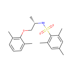 Cc1cc(C)c(S(=O)(=O)N[C@@H](C)COc2c(C)cccc2C)c(C)c1 ZINC000166239381