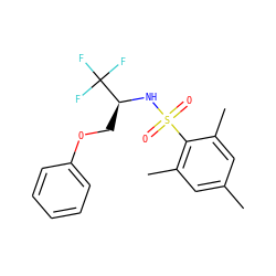 Cc1cc(C)c(S(=O)(=O)N[C@@H](COc2ccccc2)C(F)(F)F)c(C)c1 ZINC000103253889