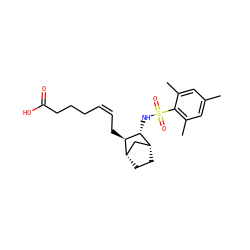 Cc1cc(C)c(S(=O)(=O)N[C@@H]2[C@@H]3CC[C@@H](C3)[C@H]2C/C=C\CCCC(=O)O)c(C)c1 ZINC000013521199