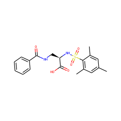 Cc1cc(C)c(S(=O)(=O)N[C@H](CNC(=O)c2ccccc2)C(=O)O)c(C)c1 ZINC000043076853