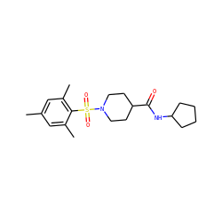 Cc1cc(C)c(S(=O)(=O)N2CCC(C(=O)NC3CCCC3)CC2)c(C)c1 ZINC000000810800