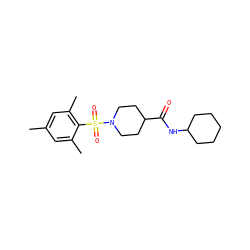 Cc1cc(C)c(S(=O)(=O)N2CCC(C(=O)NC3CCCCC3)CC2)c(C)c1 ZINC000000810801